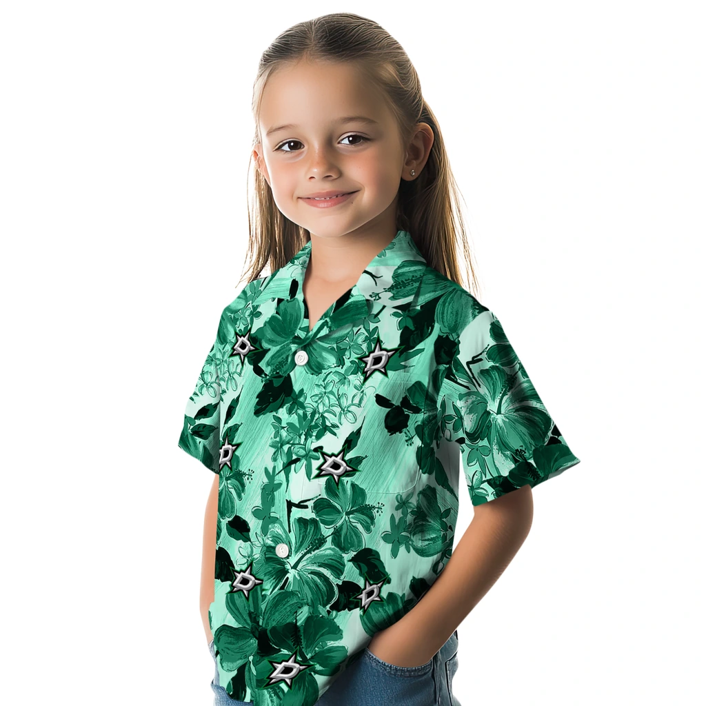 Dallas Stars Hawaiian Shirt - Hibiscus Arrangement dallas stars hibiscus arrangement green hawaiian shirts premium grade