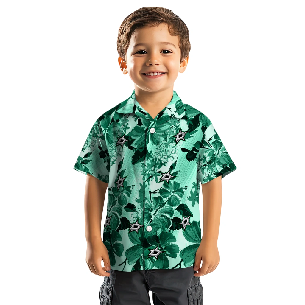 Dallas Stars Hawaiian Shirt - Hibiscus Arrangement dallas stars hibiscus arrangement green hawaiian shirts top rated