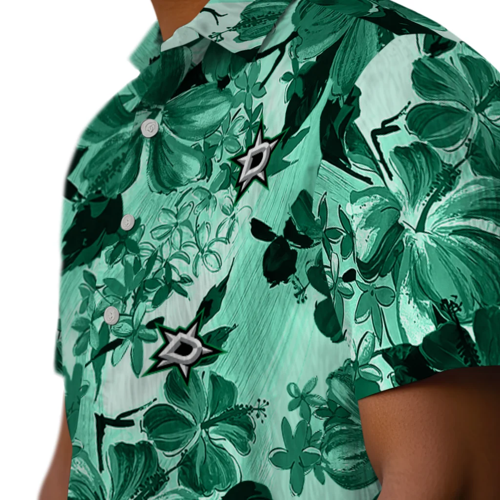 Dallas Stars Hawaiian Shirt - Hibiscus Arrangement dallas stars hibiscus arrangement green hawaiian shirts trendy