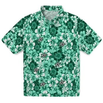 dallas stars hibiscus blooms green hawaiian shirts best selling