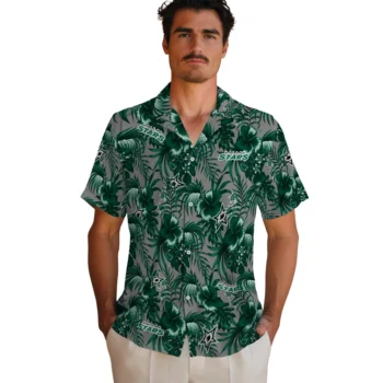 dallas stars hibiscus exotic green hawaiian shirts fashion forward