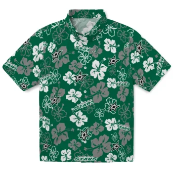 dallas stars hibiscus bloom green hawaiian shirts best selling