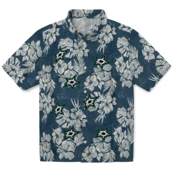 dallas stars hibiscus flowers navy blue hawaiian shirts best selling