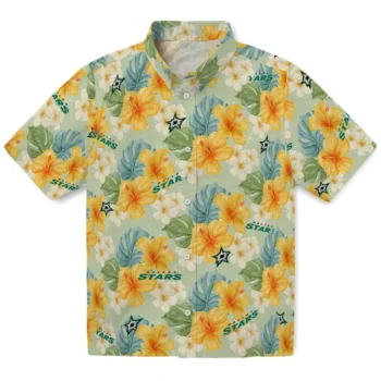 dallas stars hibiscus mood pale lime yellow hawaiian shirts best selling