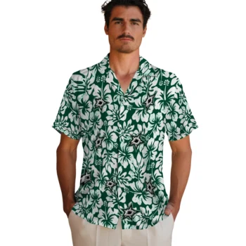 dallas stars hibiscus motif green white hawaiian shirts fashion forward