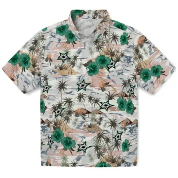 dallas stars hibiscus seaside white hawaiian shirts best selling