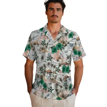dallas stars hibiscus seaside white hawaiian shirts fashion forward