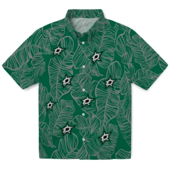 dallas stars leaf outline green hawaiian shirts best selling