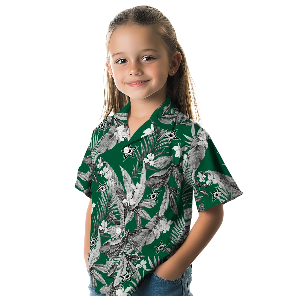 Dallas Stars Hawaiian Shirt - Palm Leaves dallas stars palm leaves green hawaiian shirts premium grade