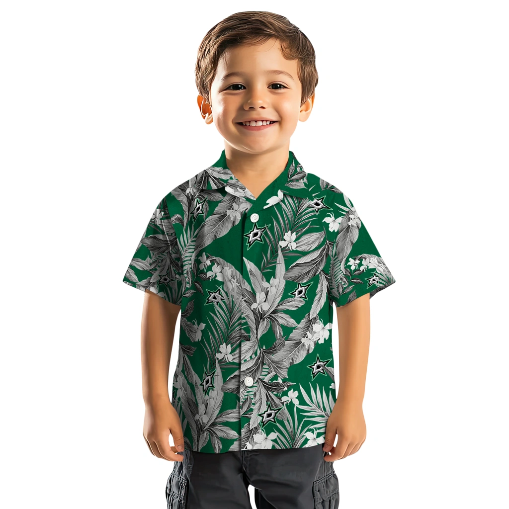 Dallas Stars Hawaiian Shirt - Palm Leaves dallas stars palm leaves green hawaiian shirts top rated
