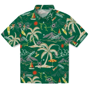dallas stars palm tree island green hawaiian shirts best selling