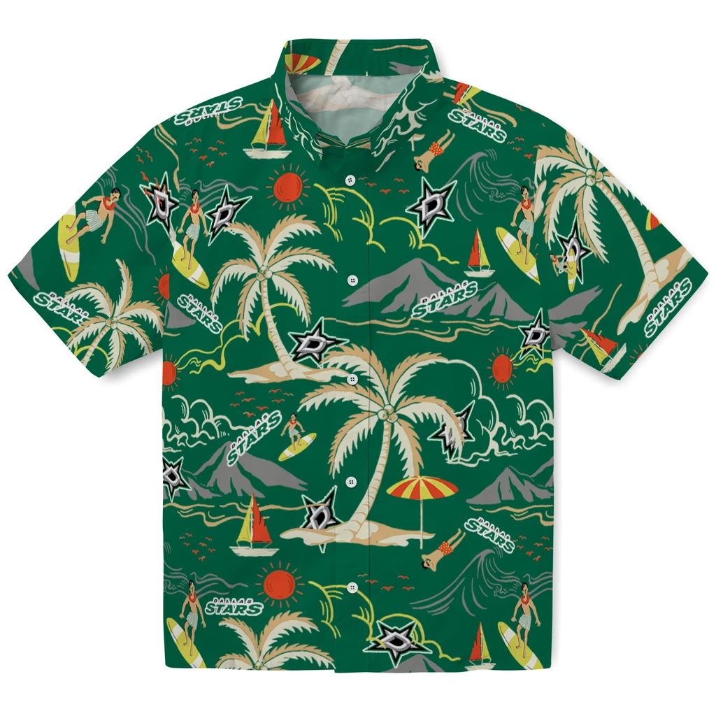 Dallas Stars Hawaiian Shirt - Palm Tree Island dallas stars palm tree island green hawaiian shirts best selling