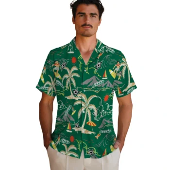 dallas stars palm tree island green hawaiian shirts fashion forward