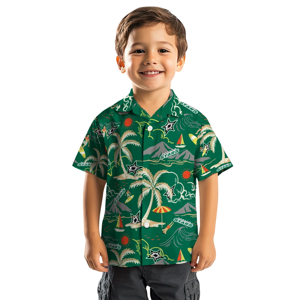 Dallas Stars Hawaiian Shirt - Palm Tree Island dallas stars palm tree island green hawaiian shirts top rated