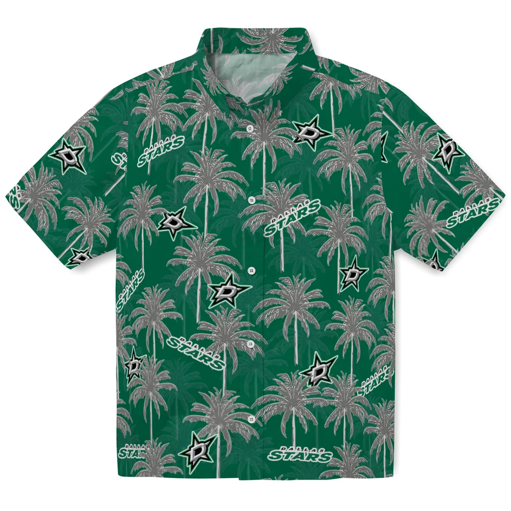 Dallas Stars Hawaiian Shirt - Palm Tree Motif dallas stars palm grove green hawaiian shirts best selling