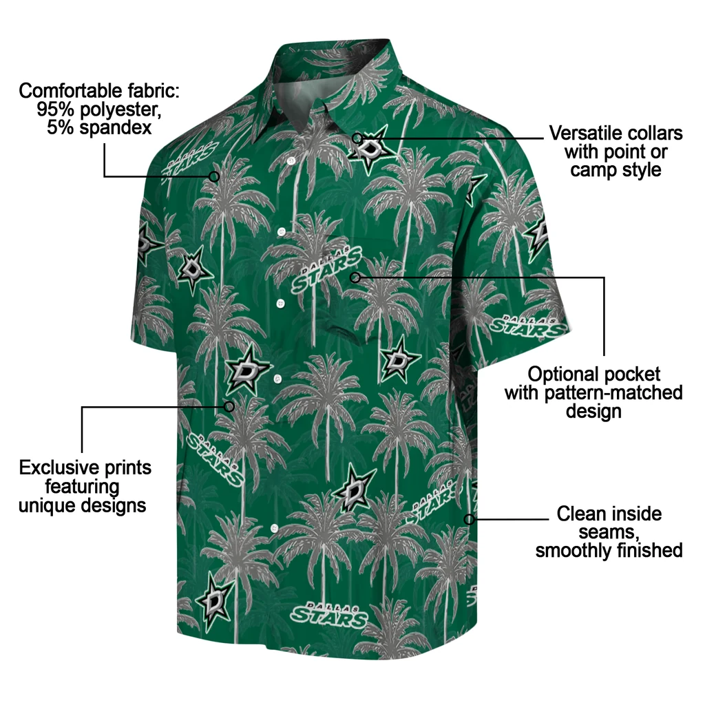 Dallas Stars Hawaiian Shirt - Palm Tree Motif dallas stars palm grove green hawaiian shirts new arrival