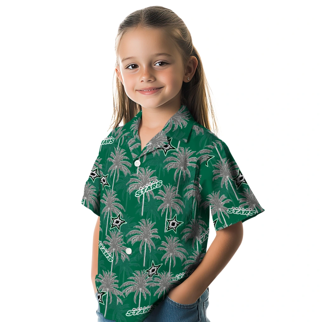 Dallas Stars Hawaiian Shirt - Palm Tree Motif dallas stars palm grove green hawaiian shirts premium grade