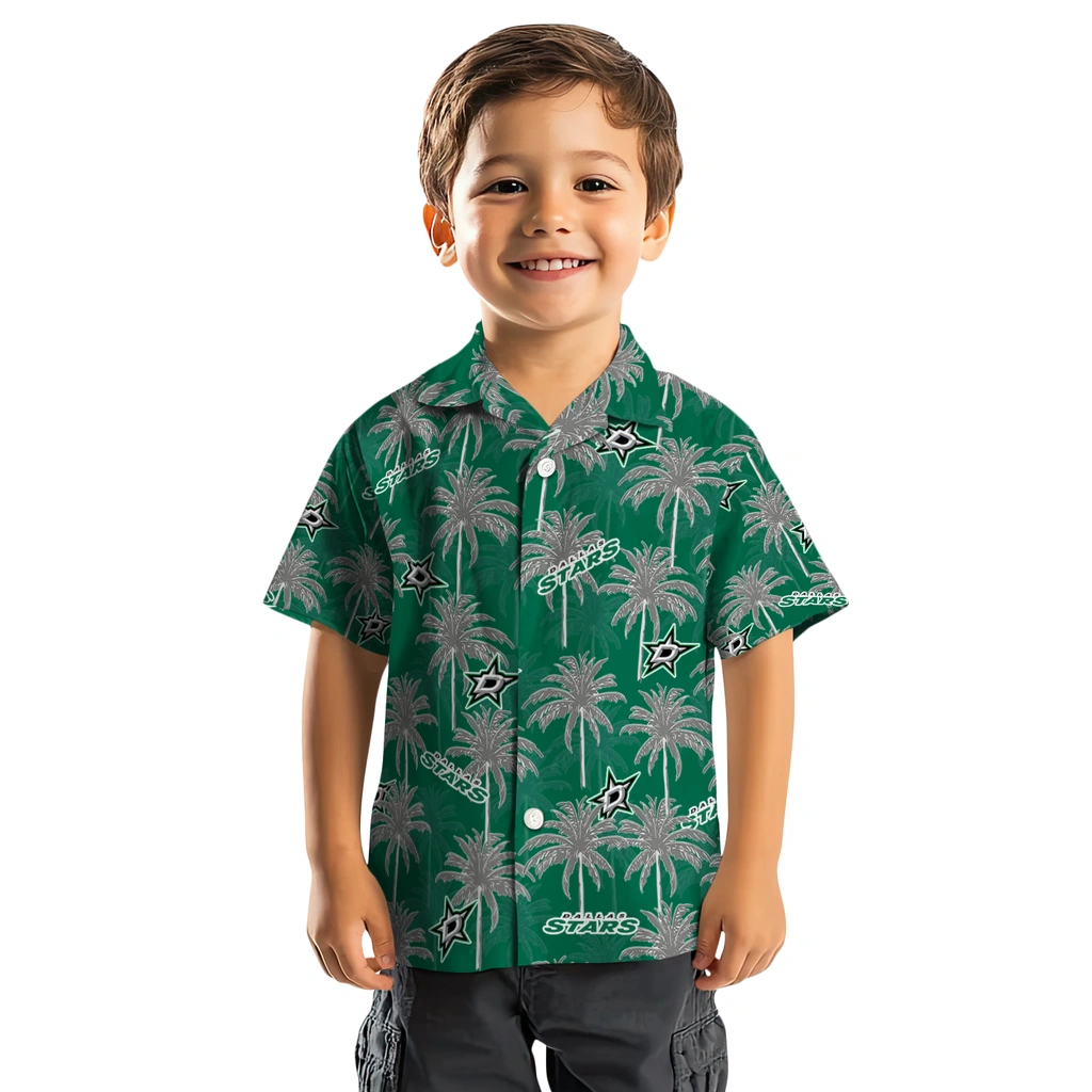 Dallas Stars Hawaiian Shirt - Palm Tree Motif dallas stars palm grove green hawaiian shirts top rated