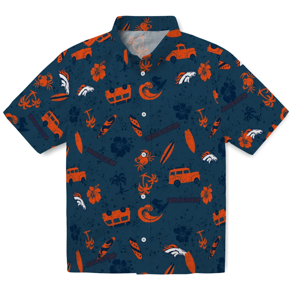 Denver Broncos Hawaiian Shirt - Beach Vibe denver broncos beach vibe navy hawaiian shirts best selling