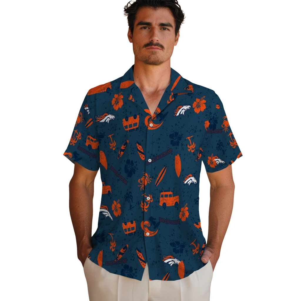 Denver Broncos Hawaiian Shirt - Beach Vibe denver broncos beach vibe navy hawaiian shirts fashion forward