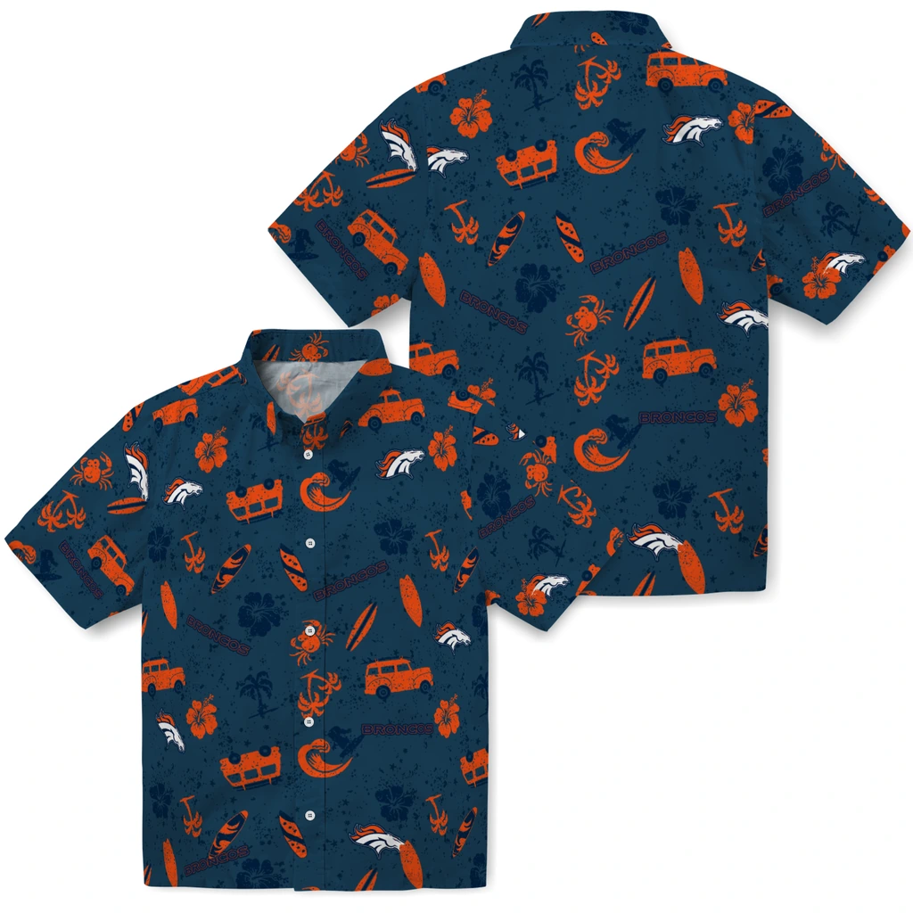 Denver Broncos Hawaiian Shirt - Beach Vibe denver broncos beach vibe navy hawaiian shirts high quality