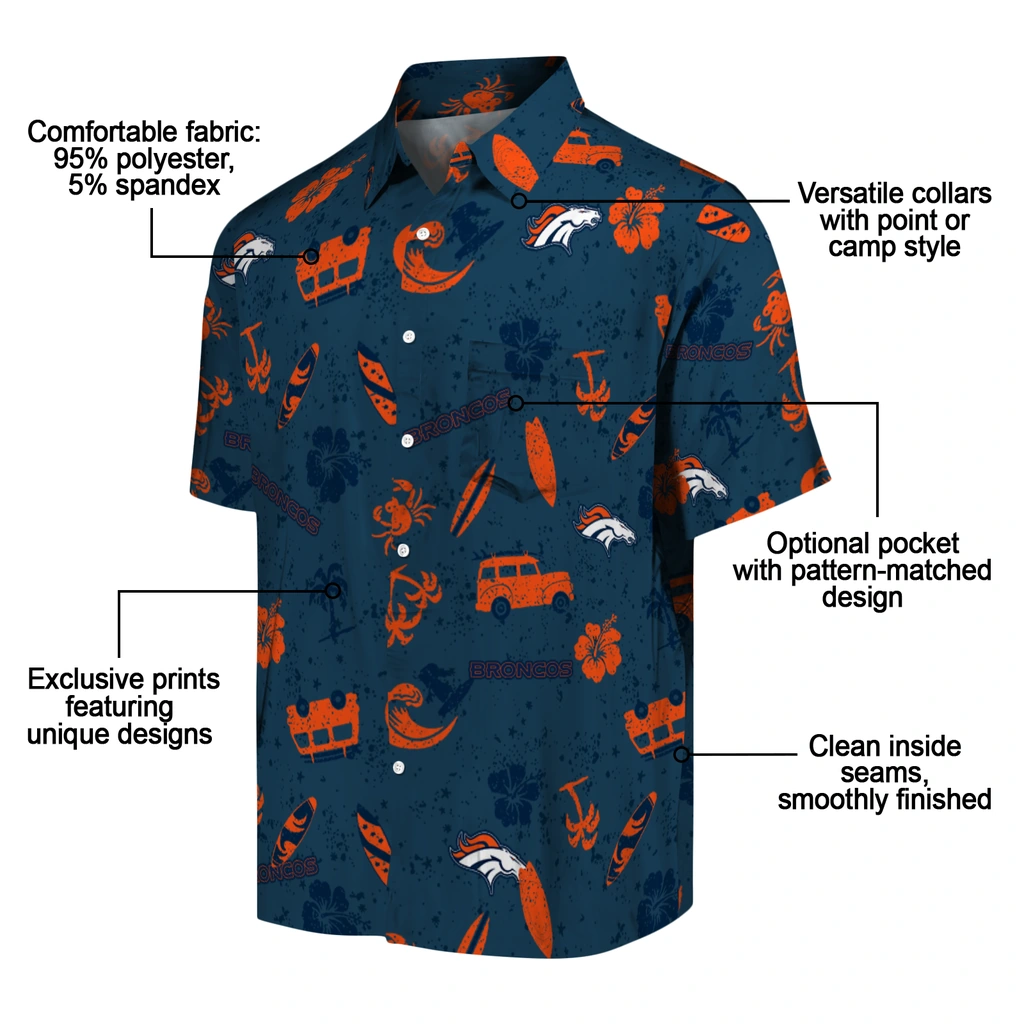 Denver Broncos Hawaiian Shirt - Beach Vibe denver broncos beach vibe navy hawaiian shirts new arrival