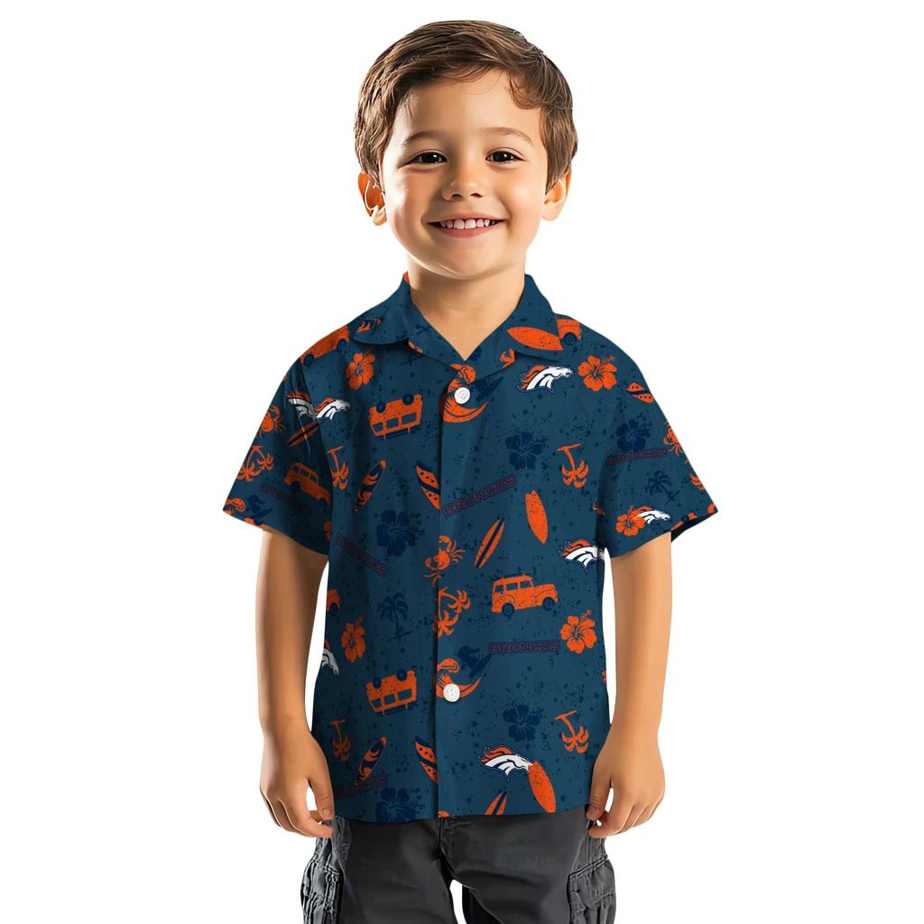 Denver Broncos Hawaiian Shirt - Beach Vibe denver broncos beach vibe navy hawaiian shirts top rated