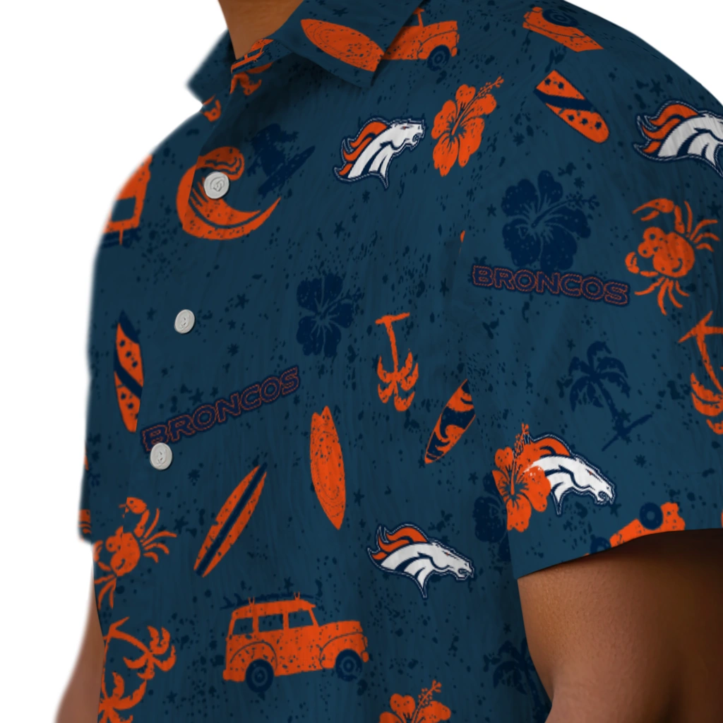 Denver Broncos Hawaiian Shirt - Beach Vibe denver broncos beach vibe navy hawaiian shirts trendy
