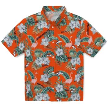 denver broncos flamingo palms orange hawaiian shirts best selling