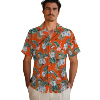 denver broncos flamingo palms orange hawaiian shirts fashion forward