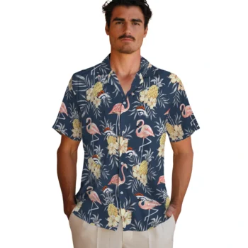 denver broncos flamingo hibiscus navy hawaiian shirts fashion forward