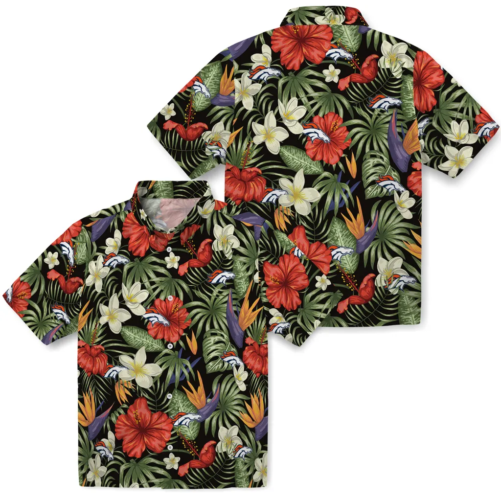 Denver Broncos Hawaiian Shirt - Hawaii Floral Hibiscus denver broncos hibiscus bird hawaiian shirts high quality