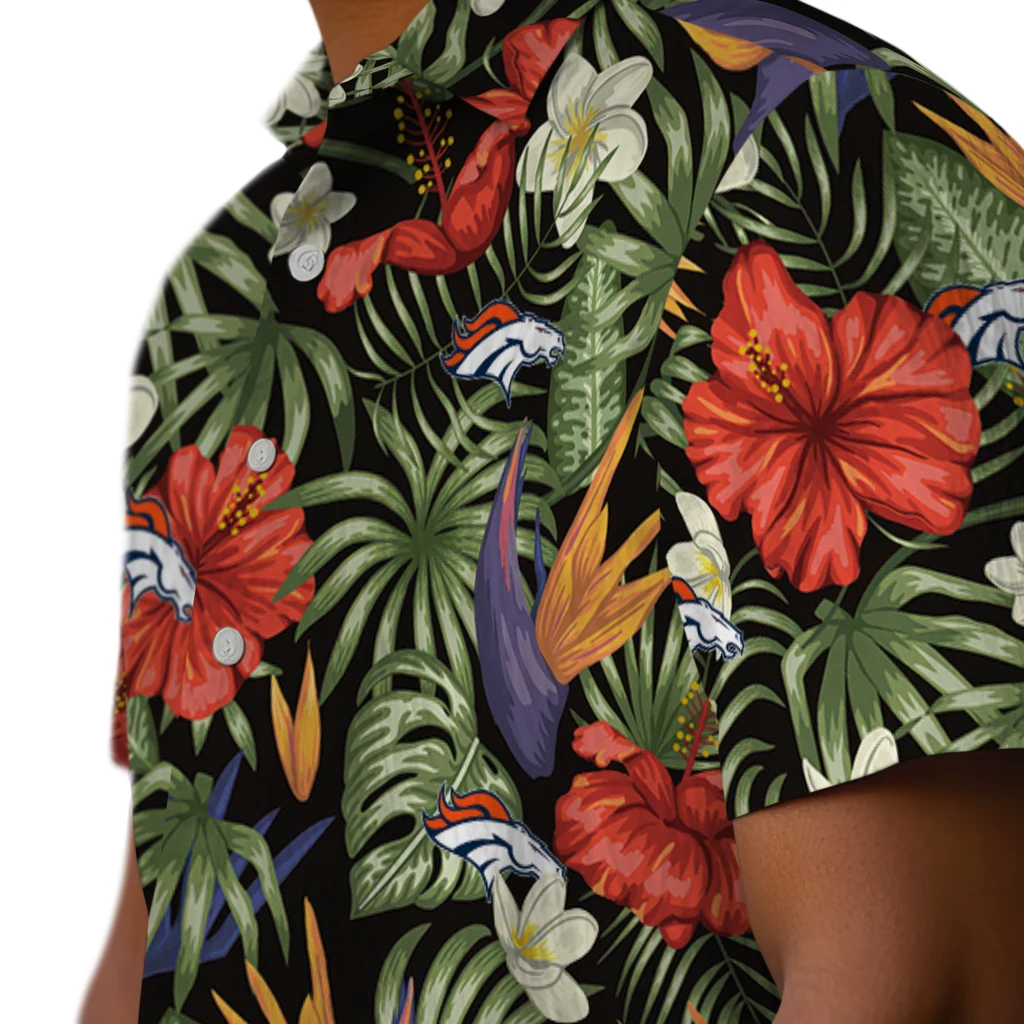 Denver Broncos Hawaiian Shirt - Hawaii Floral Hibiscus denver broncos hibiscus bird hawaiian shirts trendy