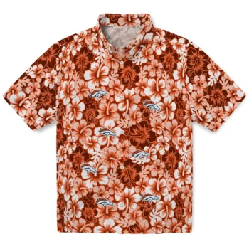 denver broncos hibiscus blooms orange hawaiian shirts best selling