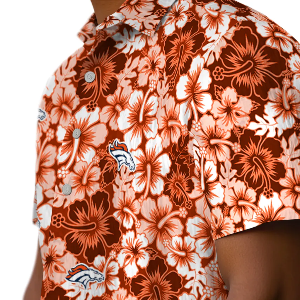 Denver Broncos Hawaiian Shirt - Hibiscus Blooms denver broncos hibiscus blooms orange hawaiian shirts trendy