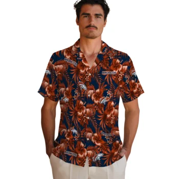 denver broncos hibiscus exotic orange hawaiian shirts fashion forward