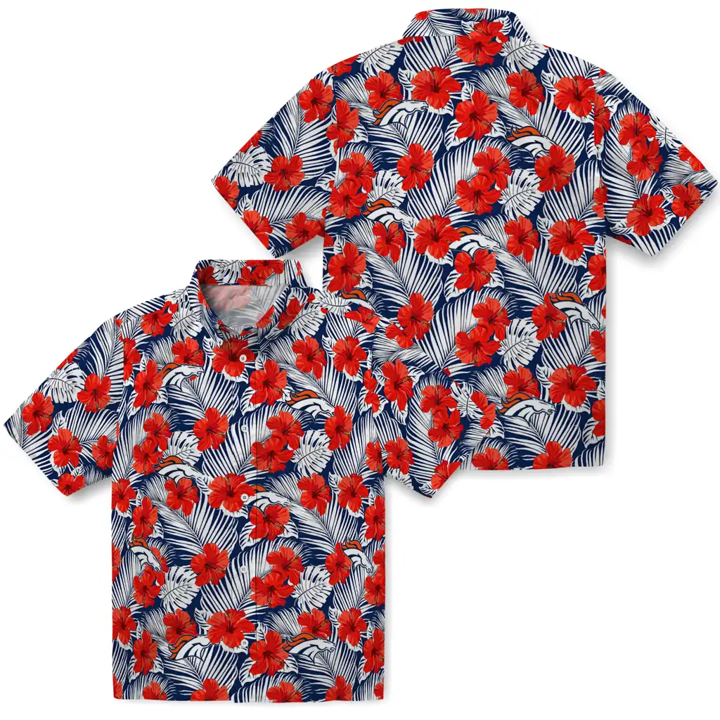Denver Broncos Hawaiian Shirt - Hibiscus Fiesta denver broncos hibiscus fiesta red royal blue hawaiian shirts high quality