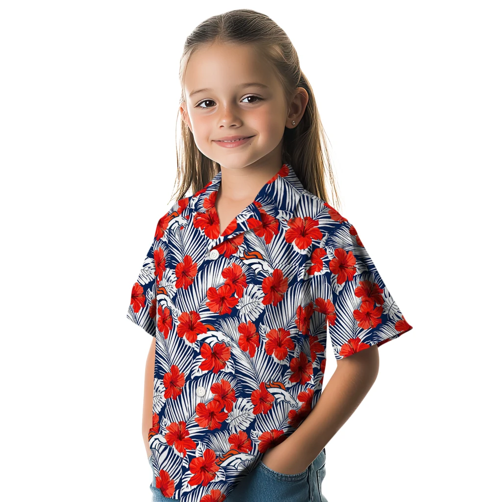 Denver Broncos Hawaiian Shirt - Hibiscus Fiesta denver broncos hibiscus fiesta red royal blue hawaiian shirts premium grade