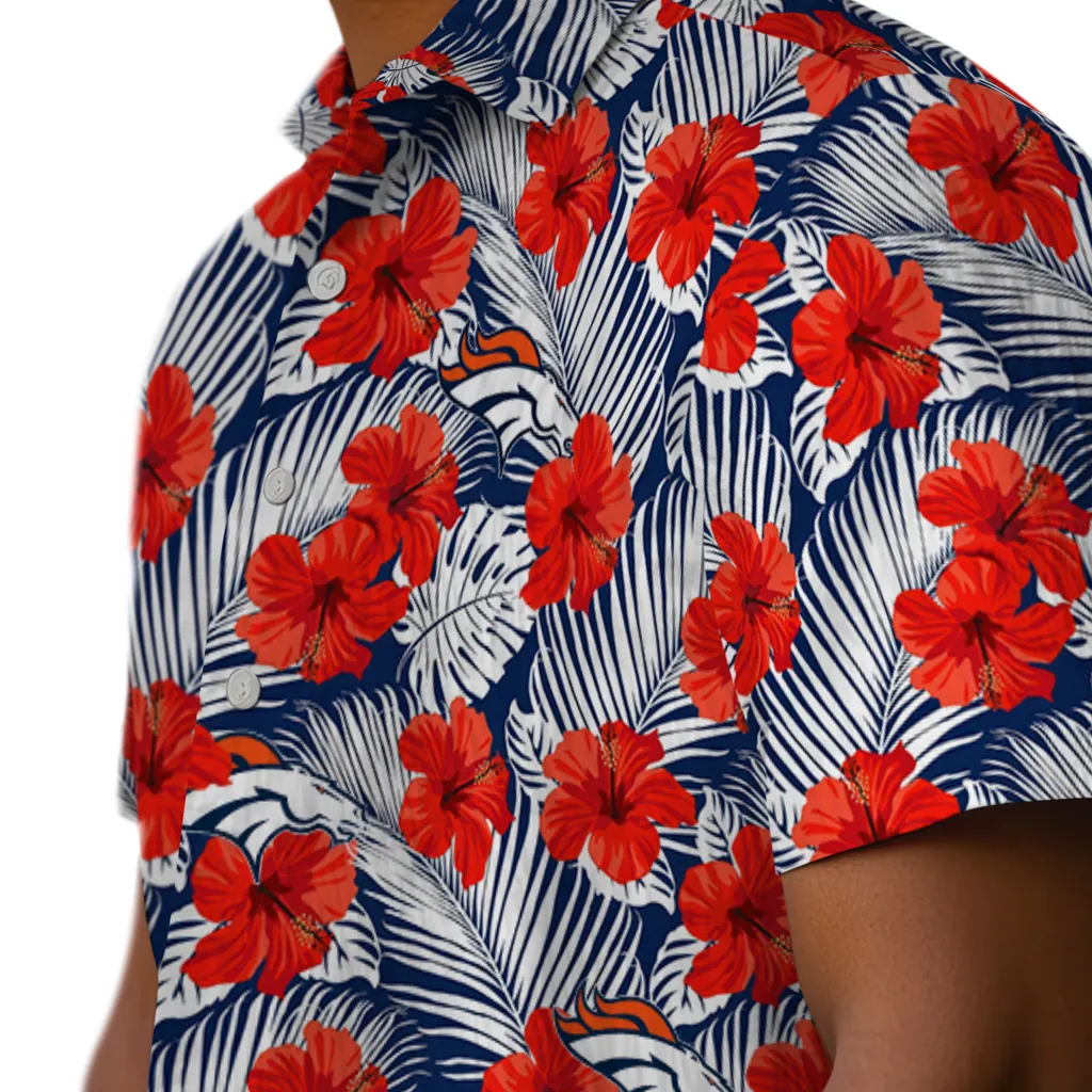 Denver Broncos Hawaiian Shirt - Hibiscus Fiesta denver broncos hibiscus fiesta red royal blue hawaiian shirts trendy