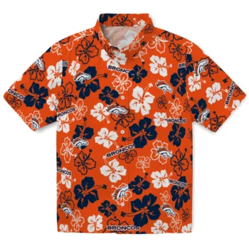 denver broncos hibiscus bloom orange hawaiian shirts best selling