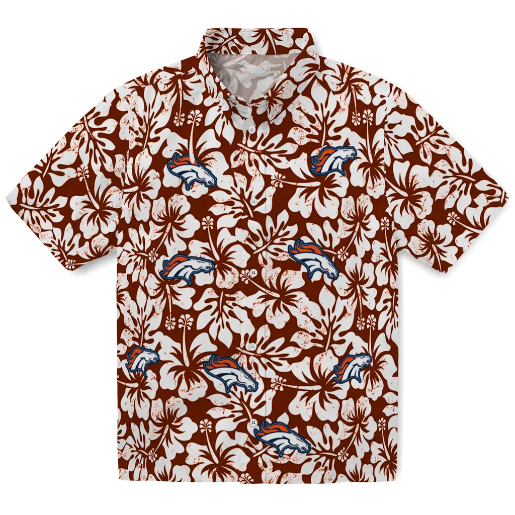 Denver Broncos Hawaiian Shirt - Hibiscus Motif denver broncos hibiscus motif orange white hawaiian shirts best selling