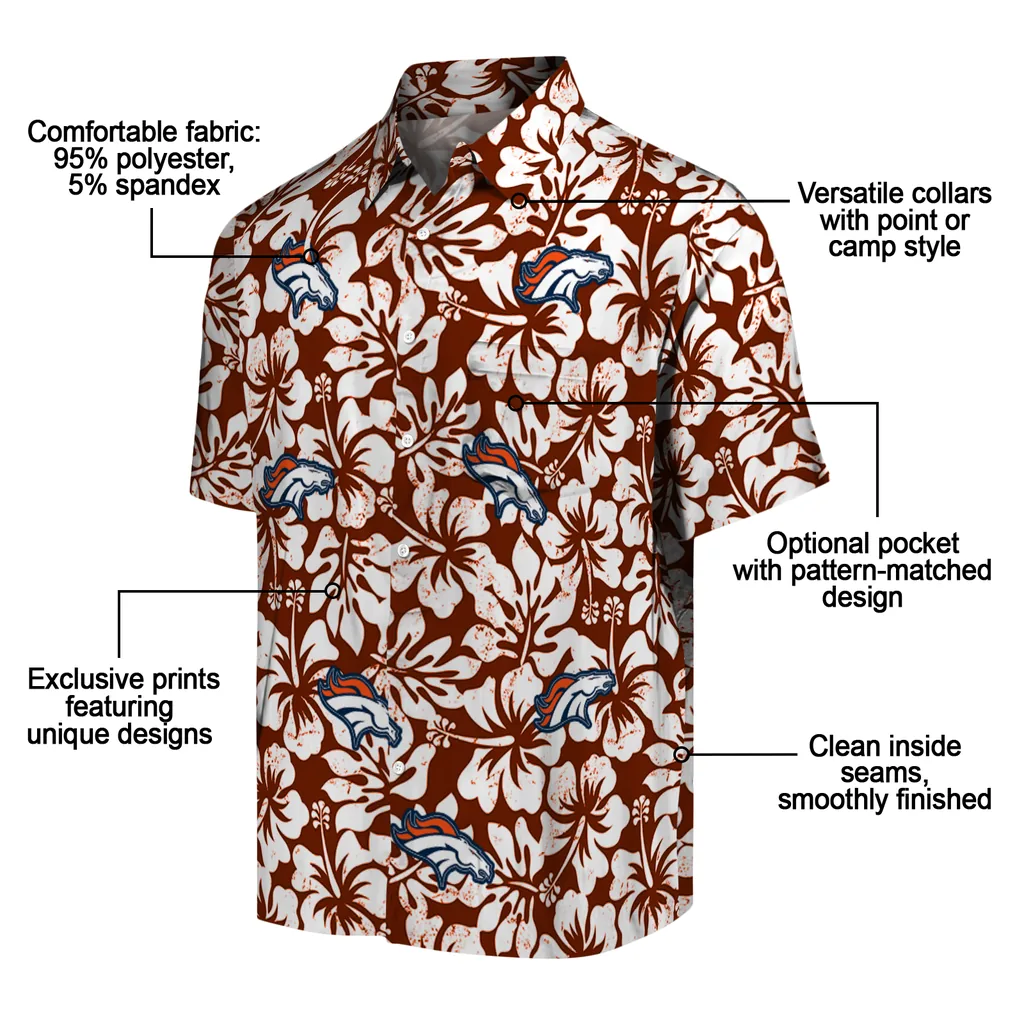 Denver Broncos Hawaiian Shirt - Hibiscus Motif denver broncos hibiscus motif orange white hawaiian shirts new arrival