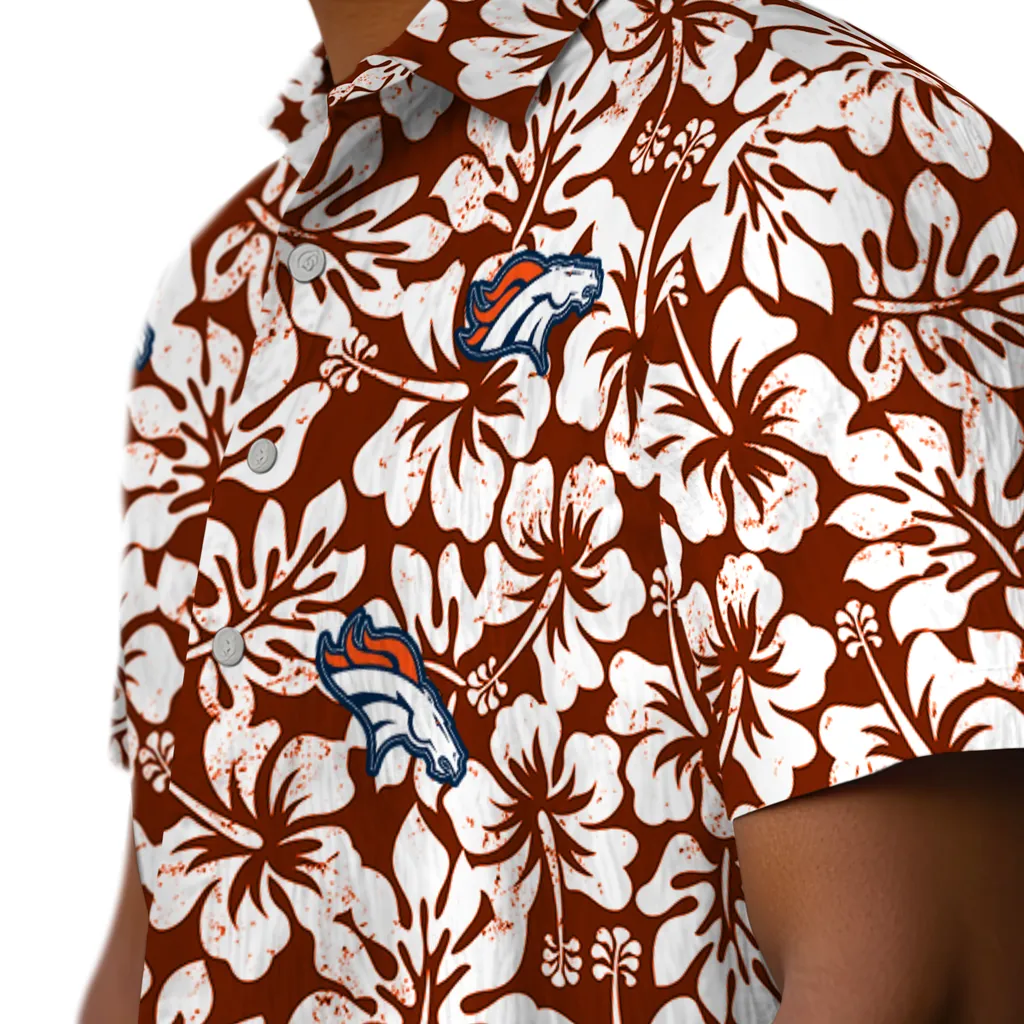 Denver Broncos Hawaiian Shirt - Hibiscus Motif denver broncos hibiscus motif orange white hawaiian shirts trendy