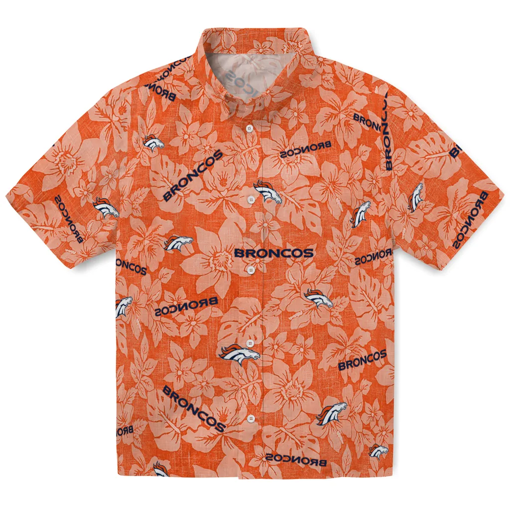 Denver Broncos Hawaiian Shirt - Hibiscus Oasis denver broncos hibiscus oasis orange hawaiian shirts best selling