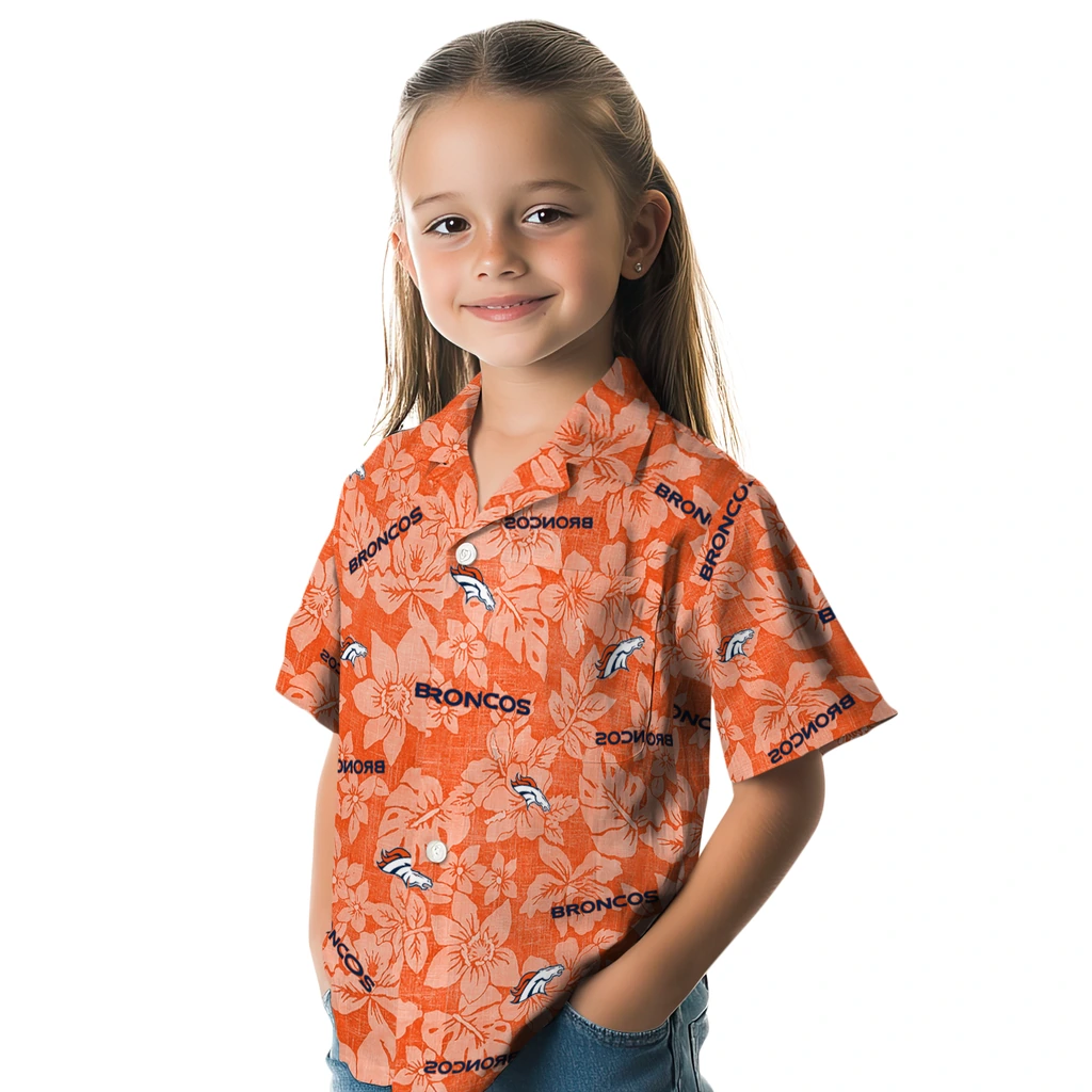 Denver Broncos Hawaiian Shirt - Hibiscus Oasis denver broncos hibiscus oasis orange hawaiian shirts premium grade