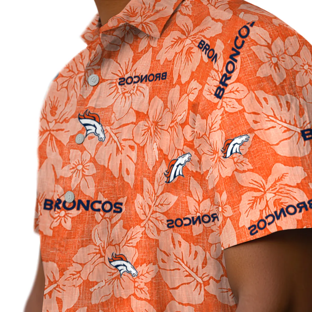 Denver Broncos Hawaiian Shirt - Hibiscus Oasis denver broncos hibiscus oasis orange hawaiian shirts trendy
