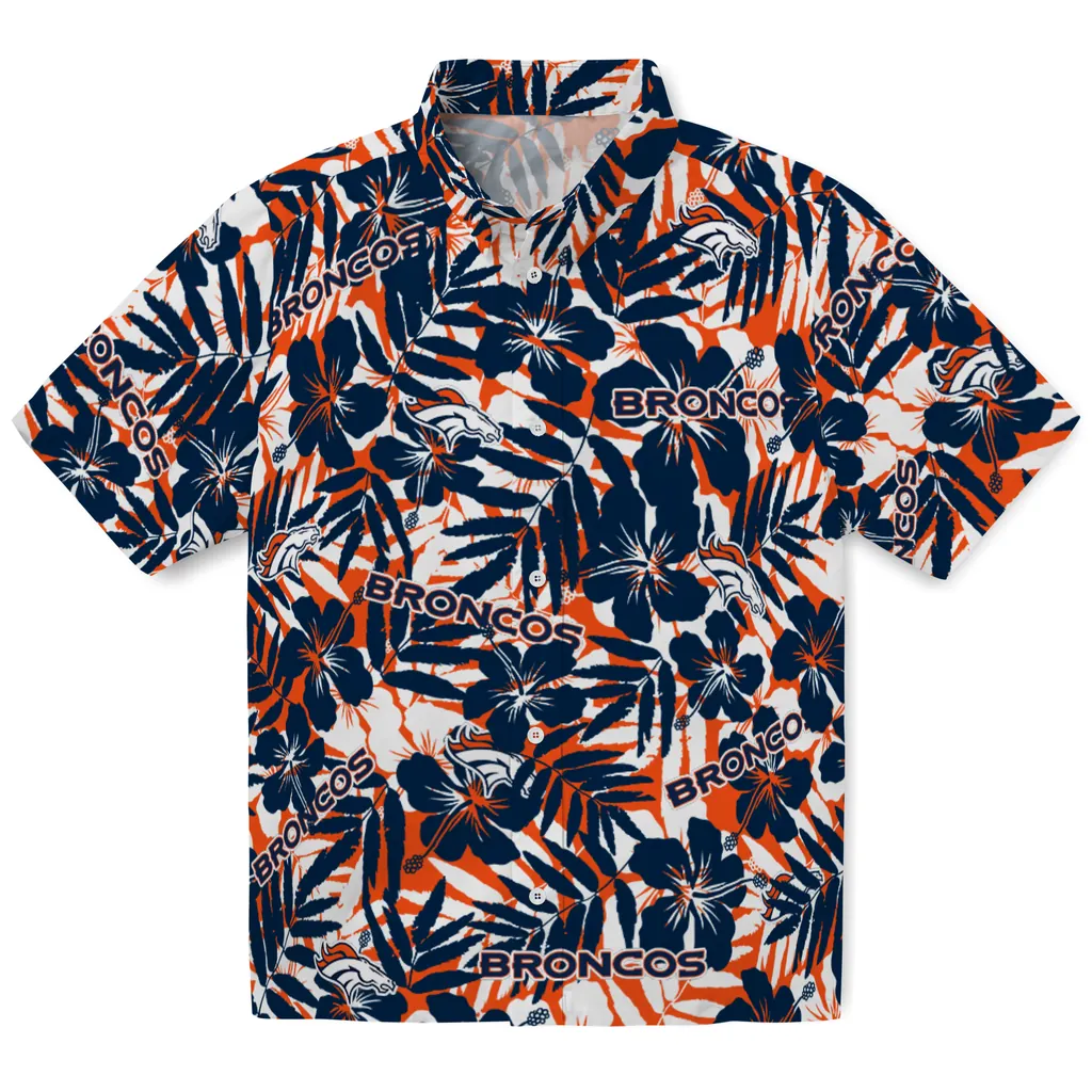Denver Broncos Hawaiian Shirt - Hibiscus Overlay denver broncos hibiscus overlay hawaiian shirts best selling