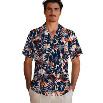 denver broncos hibiscus overlay hawaiian shirts fashion forward