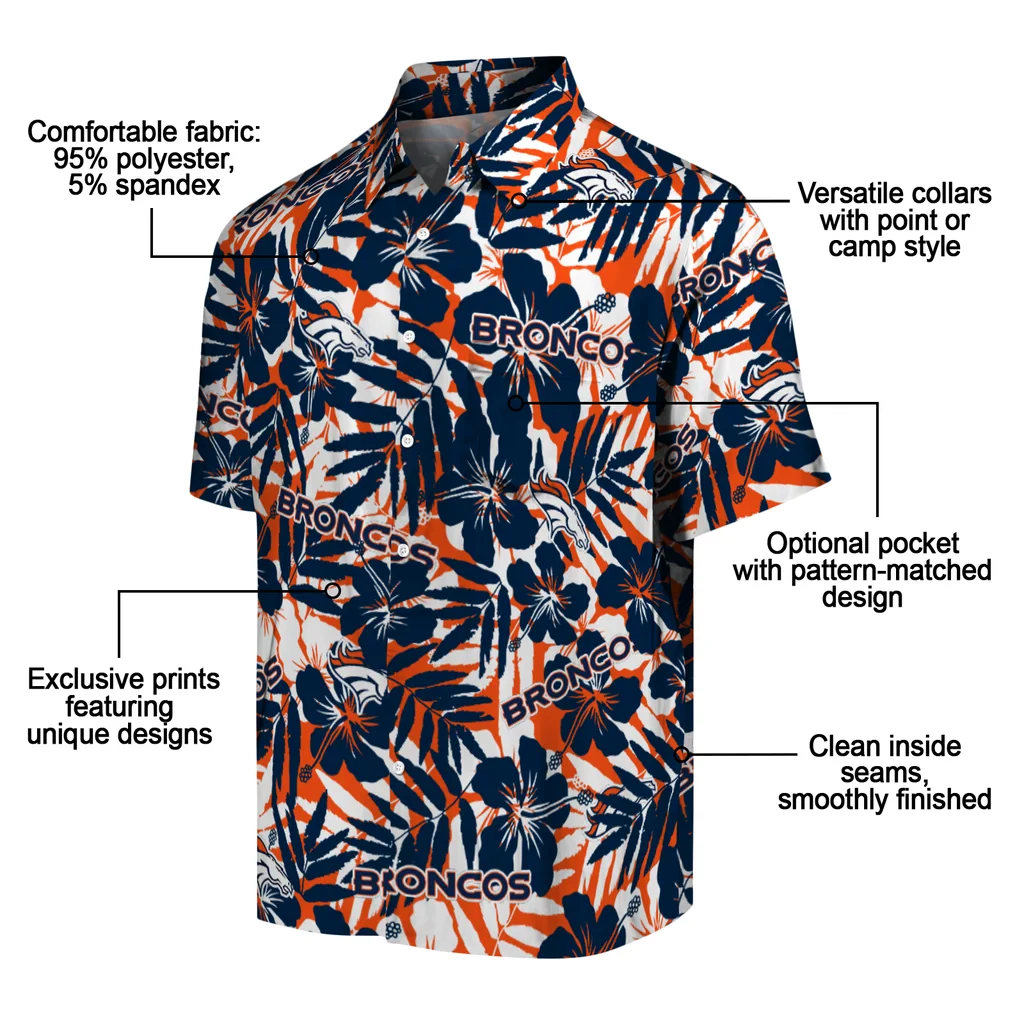 Denver Broncos Hawaiian Shirt - Hibiscus Overlay denver broncos hibiscus overlay hawaiian shirts new arrival