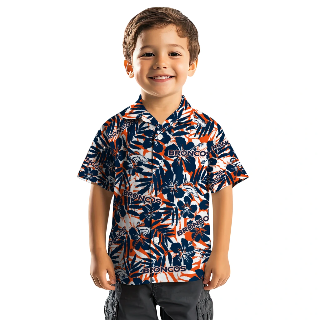 Denver Broncos Hawaiian Shirt - Hibiscus Overlay denver broncos hibiscus overlay hawaiian shirts top rated